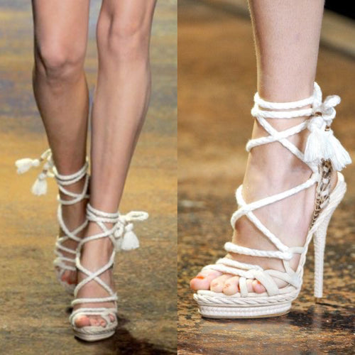 Christian Dior SS 2011 Runway "Tahiti" Rope Espadrille Heels By John Galliano