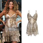 Roberto Cavalli Vintage 2006 Tiered Leopard Print Mini Dress In Silk