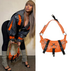 Dolce & Gabbana 2003 Bondage Orange Shoulder Bag With Buckles