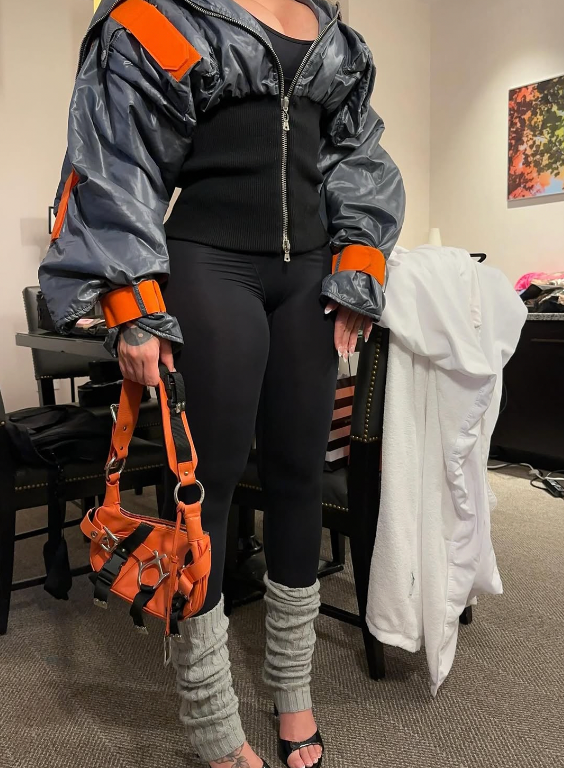 Dolce & Gabbana 2003 Bondage Orange Shoulder Bag With Buckles