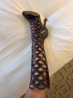 Miu Miu SS 2008 Runway Purple Python Cutout Leather Boots
