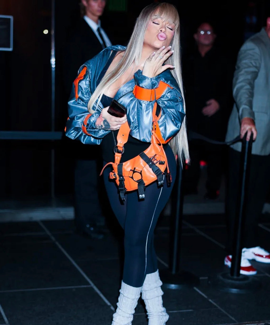 Dolce & Gabbana 2003 Bondage Orange Shoulder Bag With Buckles
