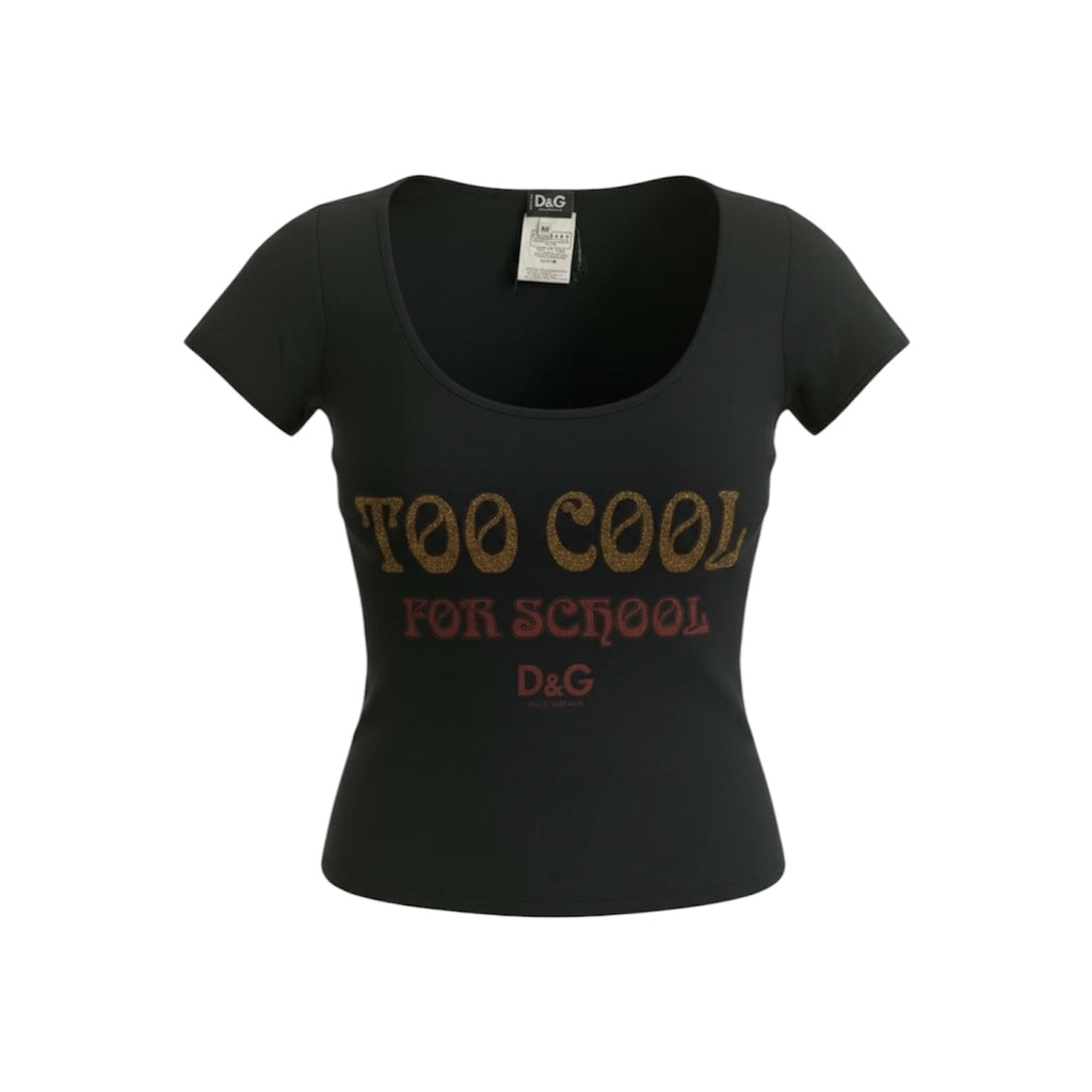 Dolce & Gabbana " Too Cool For School" Cut Out Graphic T-Shirt