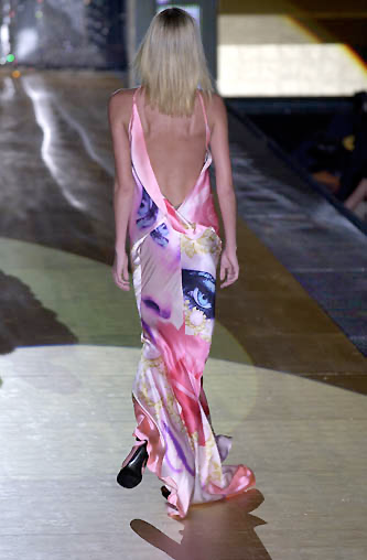 Roberto Cavalli Spring 2001 Liz Taylor Blue Eye Print Silk Dress