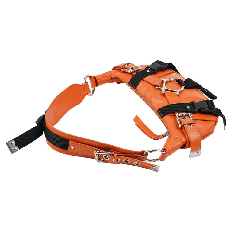 Dolce & Gabbana 2003 Bondage Orange Shoulder Bag With Buckles