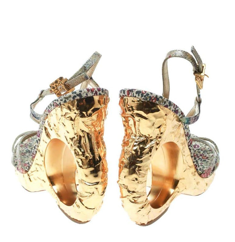 Louis Vuitton x Marc Jacobs Spring 2007 Sculptural Gold Wedges