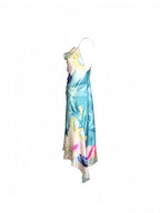 Roberto Cavalli Spring 2001 Liz Taylor Blue Eye Print Silk Dress