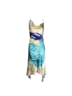 Roberto Cavalli Spring 2001 Liz Taylor Blue Eye Print Silk Dress