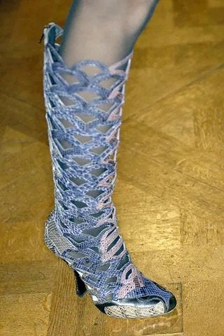 Miu Miu SS 2008 Runway Purple Python Cutout Leather Boots