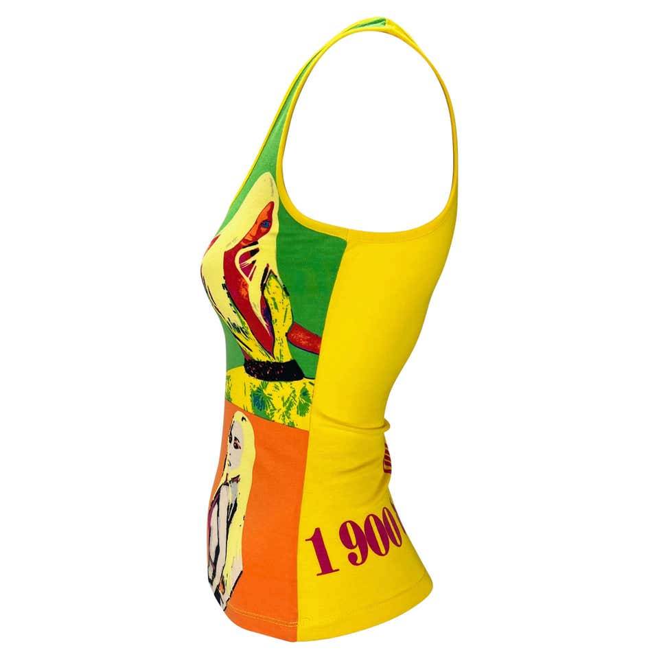 Versace S/S 2004 Runway Neon Pop-Art Warhol Tank Top With Donatella Print