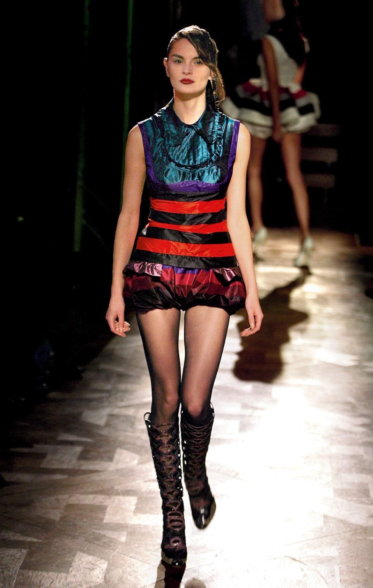 Miu Miu SS 2008 Runway Purple Python Cutout Leather Boots