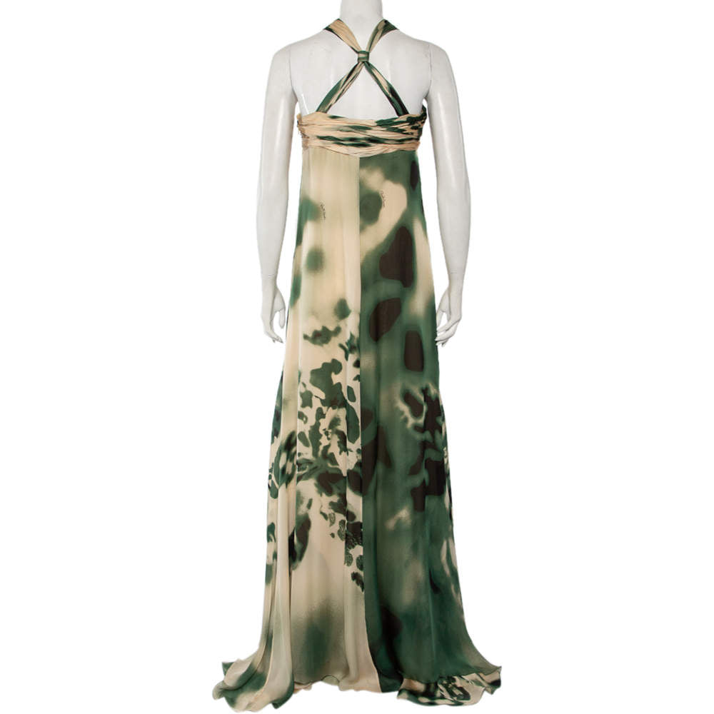 Roberto Cavalli Maxi Dress With Gold Snake Jewel