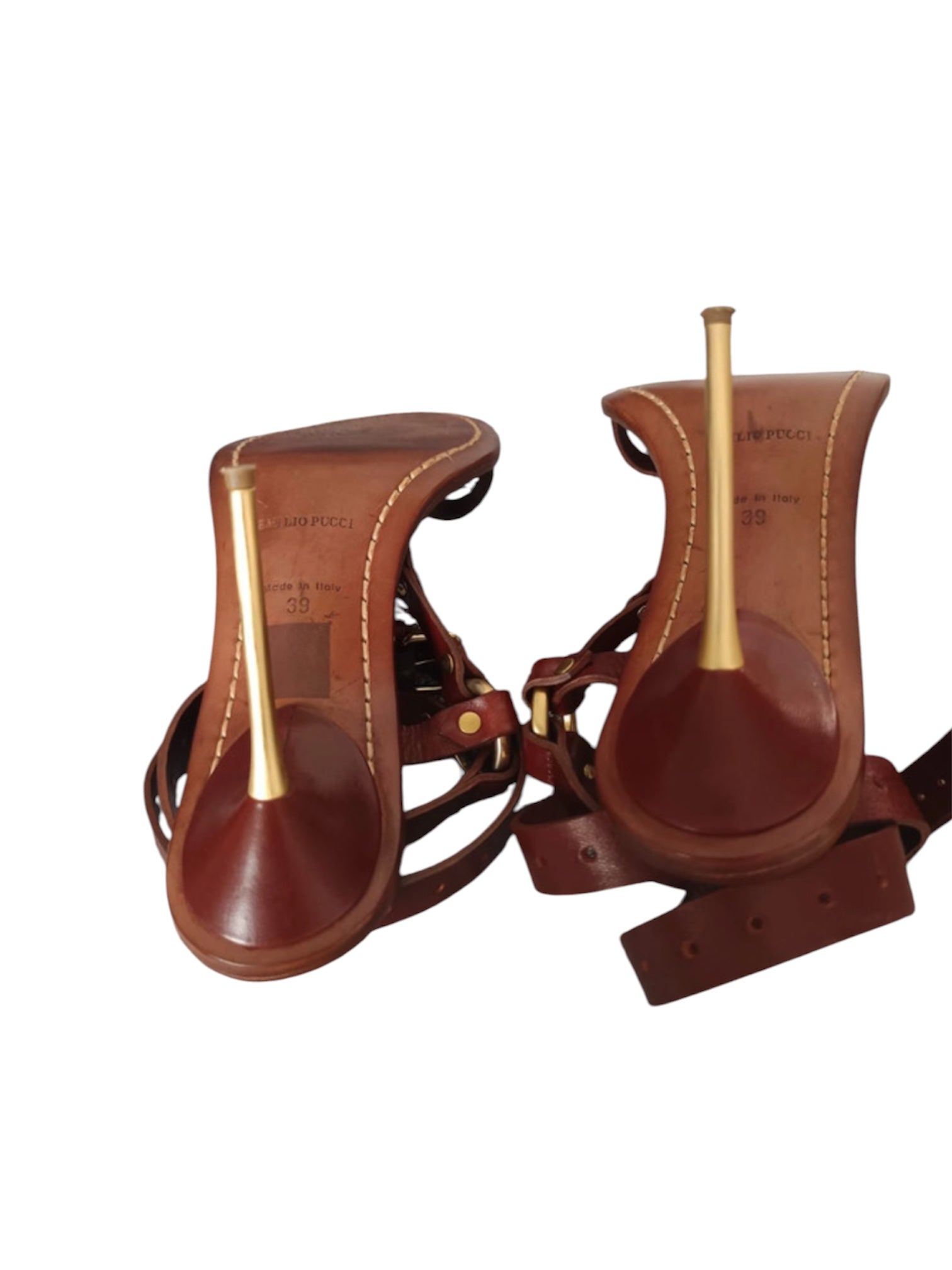 Emilio Pucci Runway Spring 2011 Gladiator T Strap Brown Sandals