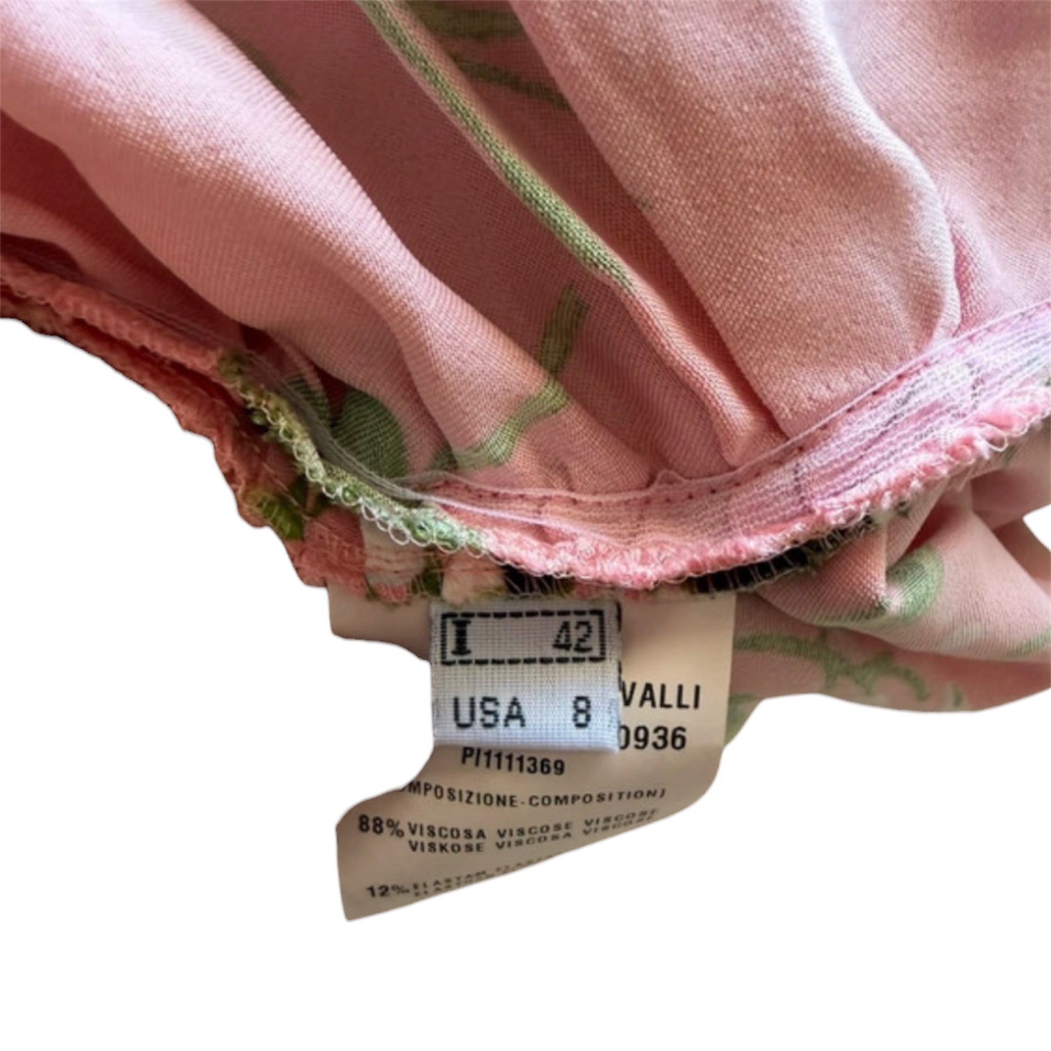 Roberto Cavalli Class Pink Ruched Dress With White Floral Prints