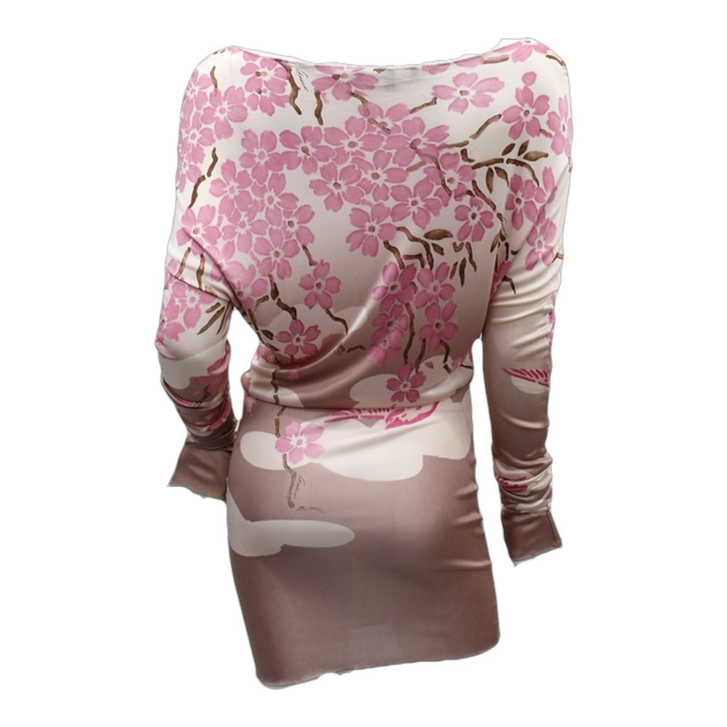 Gucci S/S 2003 By Tom Ford Runway Cherry Blossom Japanese Print Off The Shoulder Dress