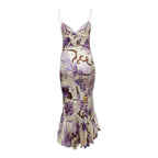 Roberto Cavalli Just Cavalli White Floral Print Silk Midi Dress