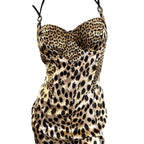 Roberto Cavalli Leopard Print Corset Cocktail Bodycon Dress