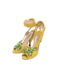Prada Runway Spring 2014 Jeweled Suede Yellow Ankle Strap Heels