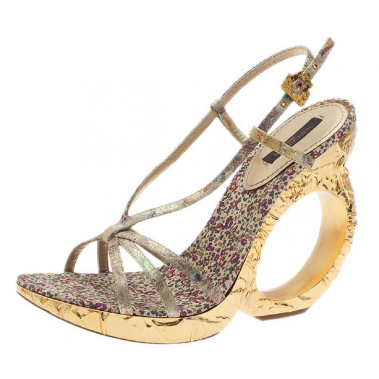Louis Vuitton x Marc Jacobs Spring 2007 Sculptural Gold Wedges