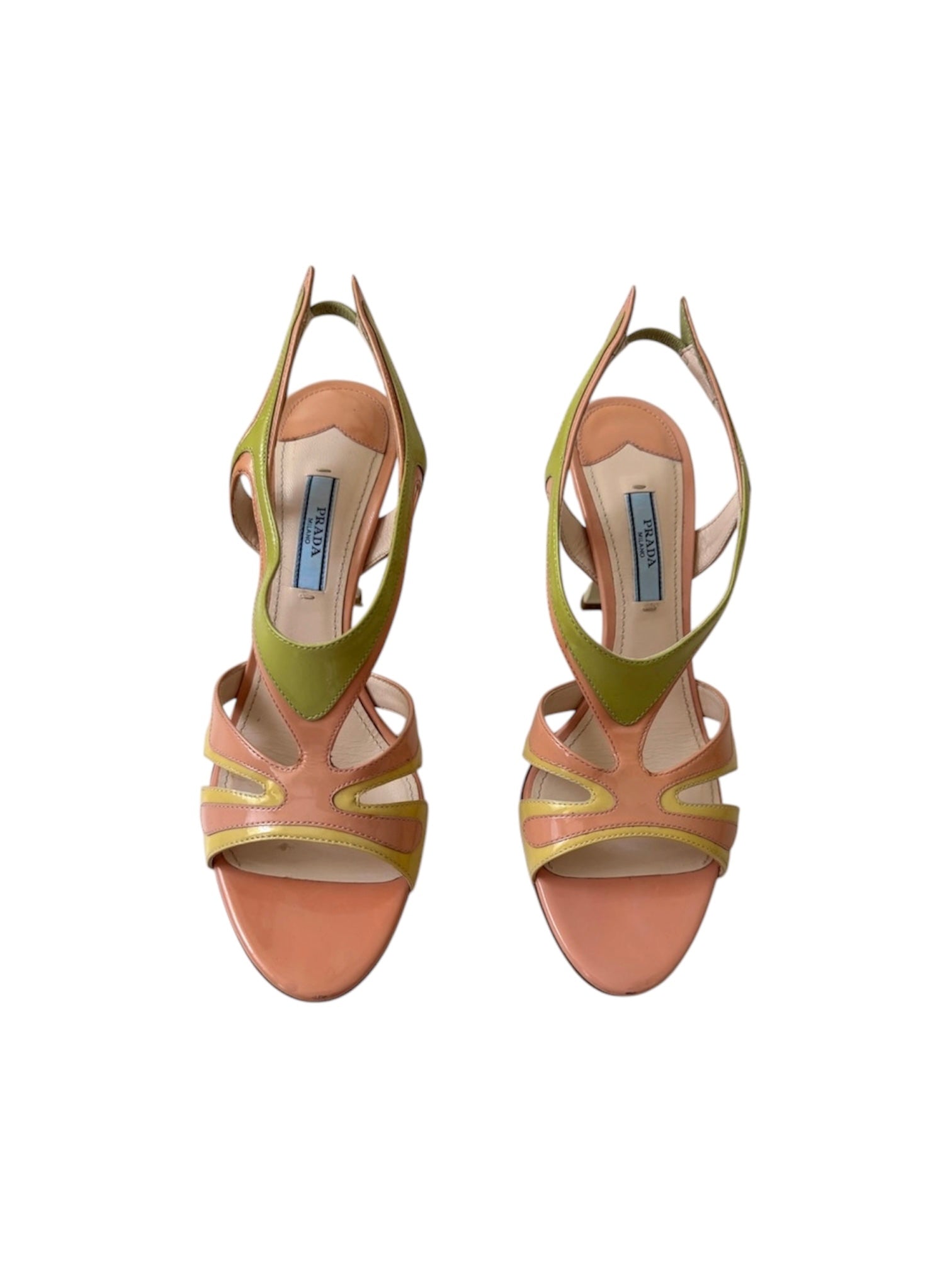 Prada S/S 2012 Hot Rod Flame Slingback Coral Patent Leather Sandals