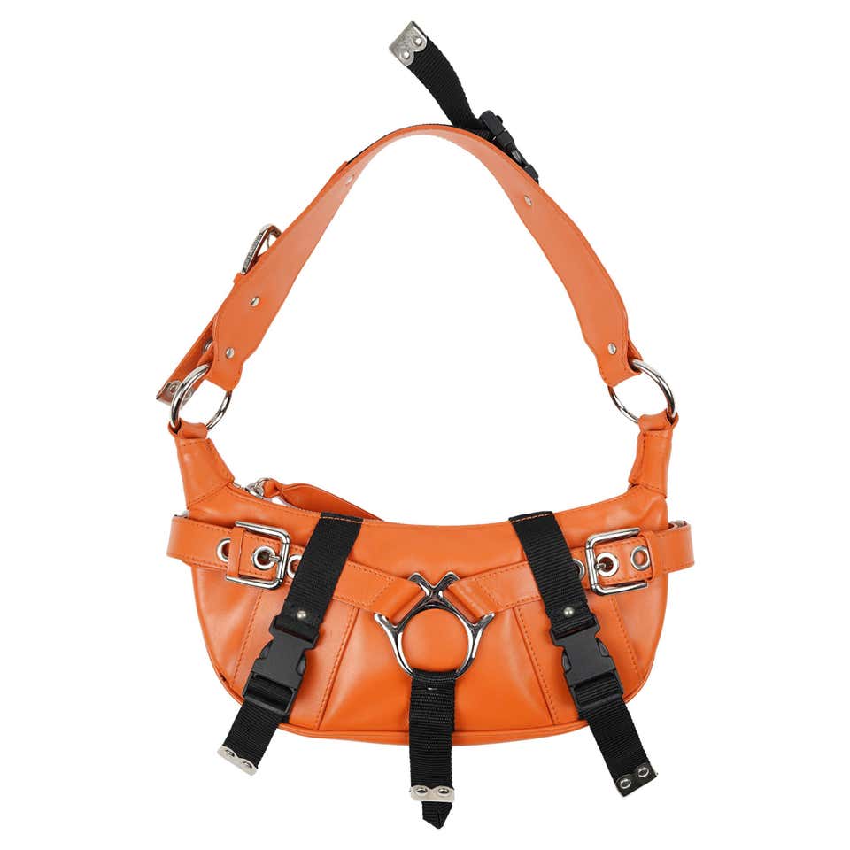 Dolce & Gabbana 2003 Bondage Orange Shoulder Bag With Buckles