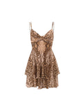 Roberto Cavalli Vintage 2006 Tiered Leopard Print Mini Dress In Silk