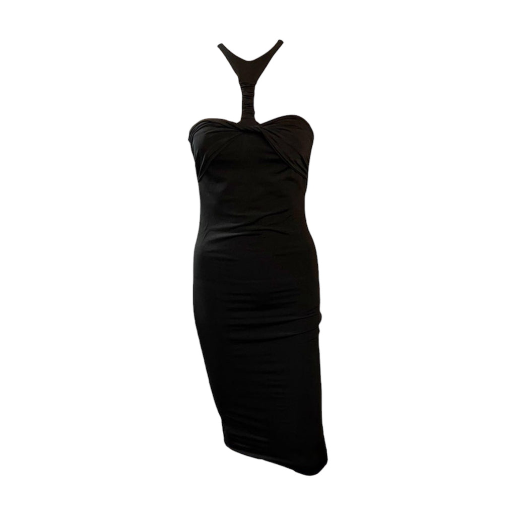 Gucci By Tom Ford FW 2004 Black Halterneck Open Back Dress