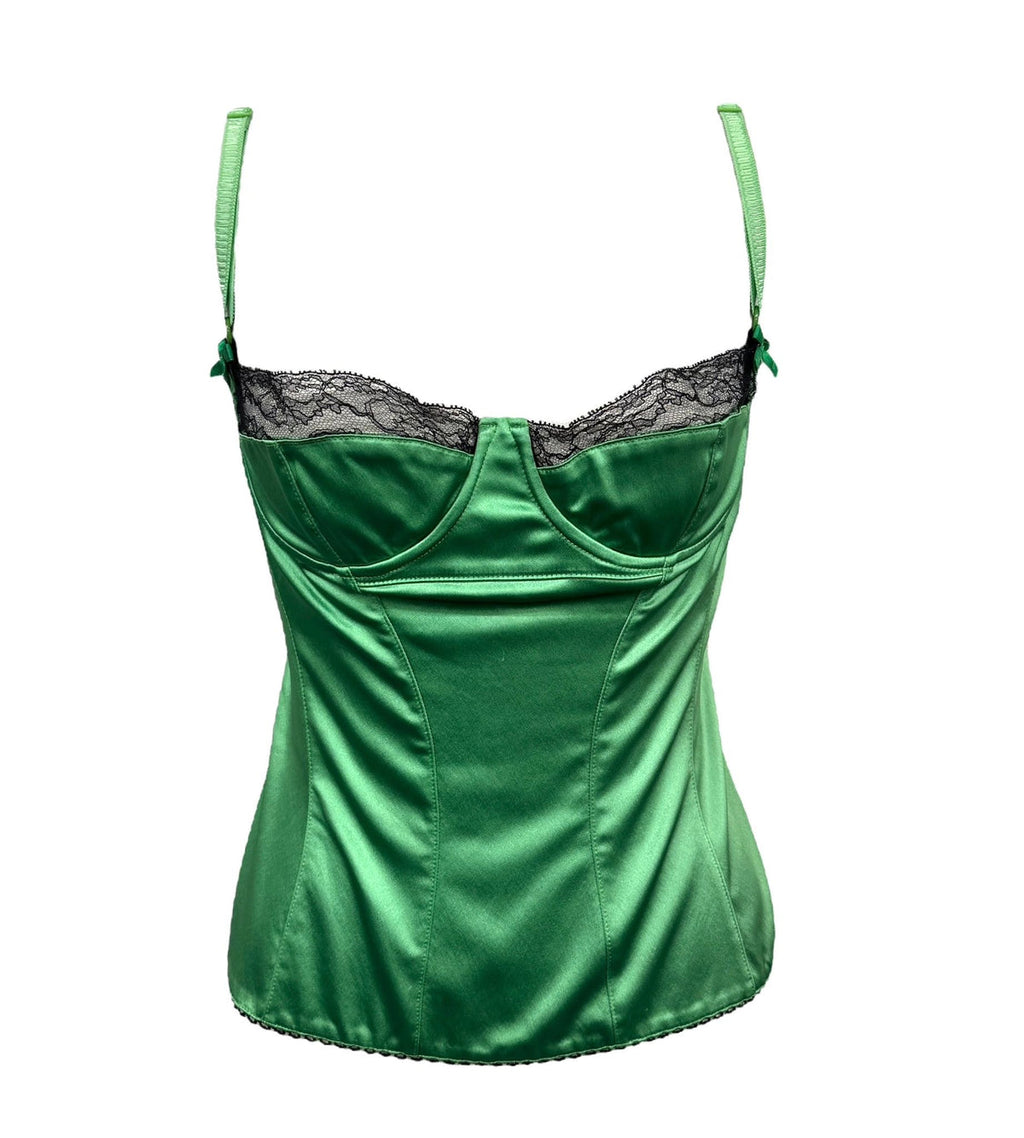 Dolce & Gabbana Green Lace Corset Top