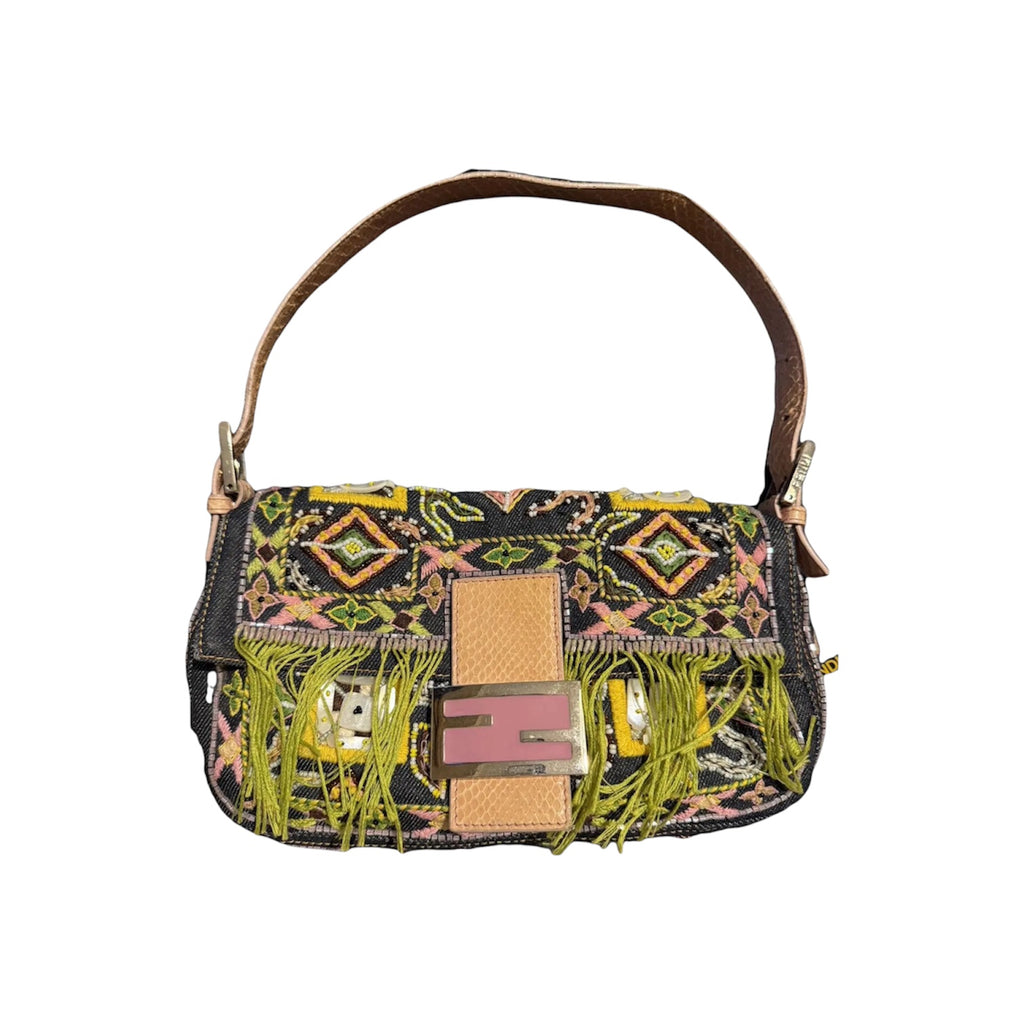 Fendi Runway Featured Embroidered Fringe
Baguette Bag